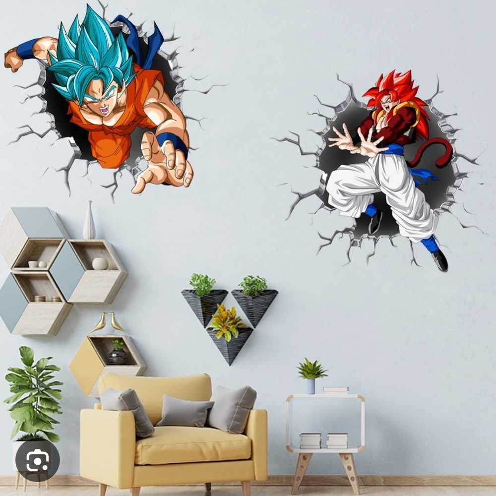 New 3D Wall Break Effect Dragon Ball Anime Wall Decal Set